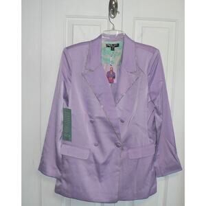 Johnny Wujek Women's Embossed Suit Jacket Blazer in‎ Lillac Breeze Medium $199